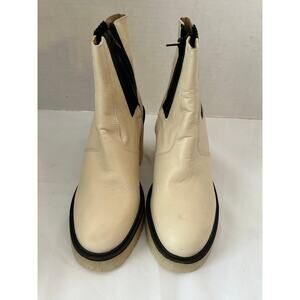 Free People James Chelsea Boots White Leather Size US 8.5 EU 39